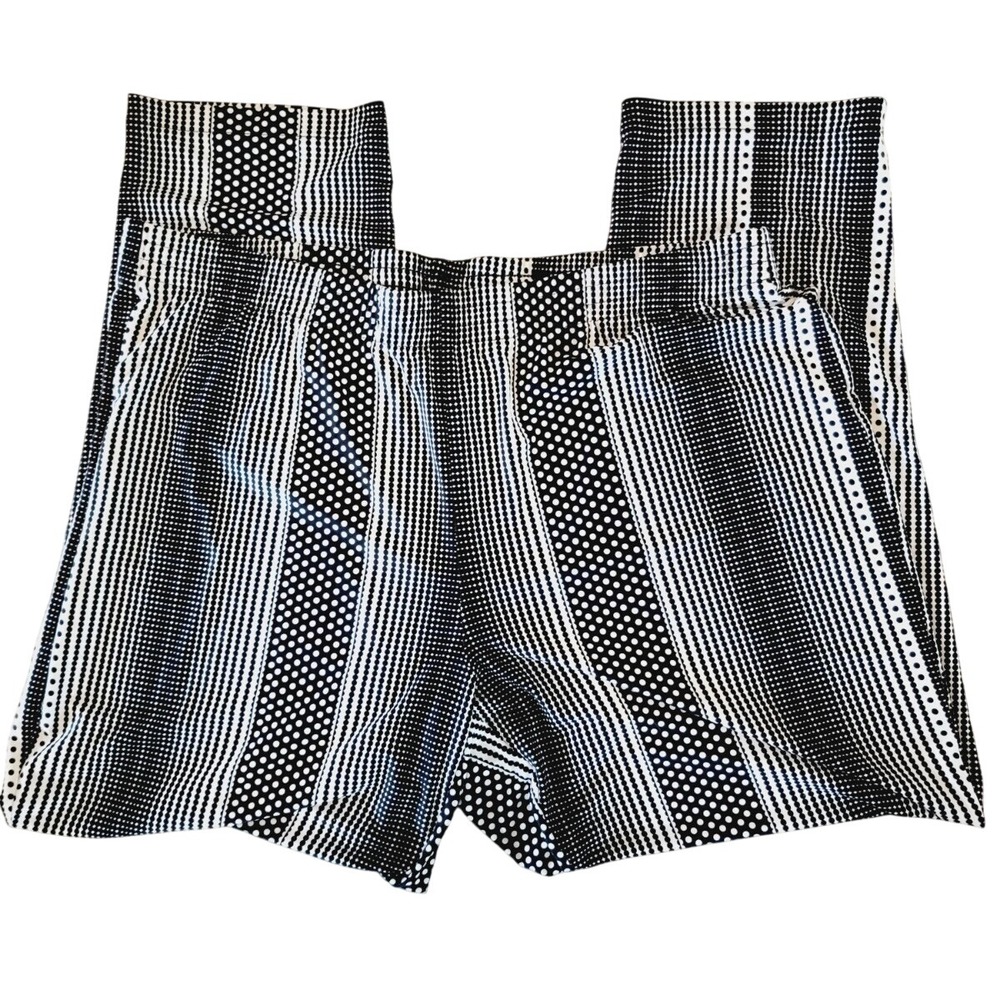 Chico's 3P Ankle Pants Black White Stripes Polka Dot Slinky Stretch Petite XL 16